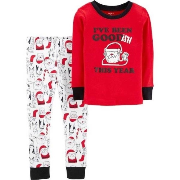 Boys 4 Pc Christmas Pajamas 24 months Carters 2 pc Long Sleeve Shirt & Pants Set - Picture 2 of 7
